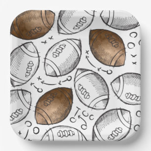 Watercolor Football Paper Plates