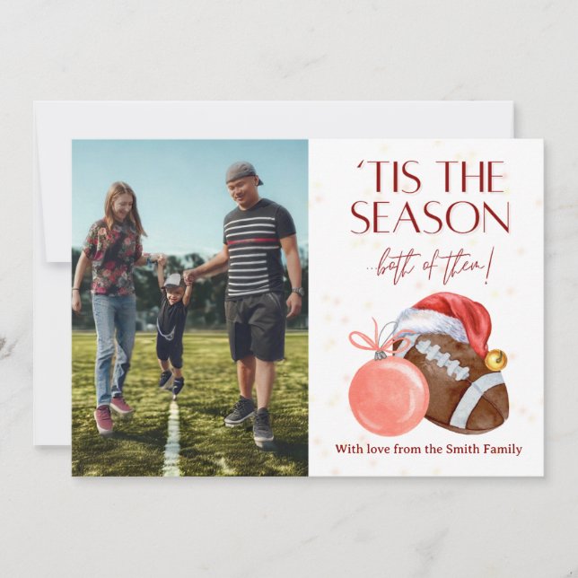Watercolor Football Season Christmas Card (Front)