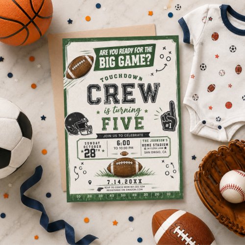watercolor football soccer baby shower invitation