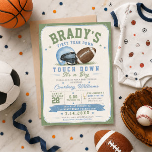 watercolor football soccer baby shower invitation