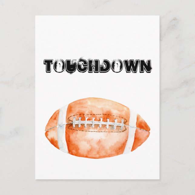 Watercolor Football "touchdown" Postcard (Front)