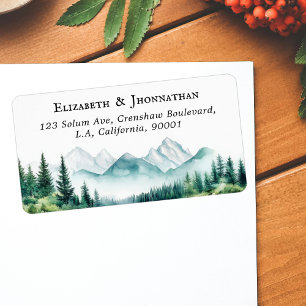 Watercolor Forest and Mountains Return Address Label