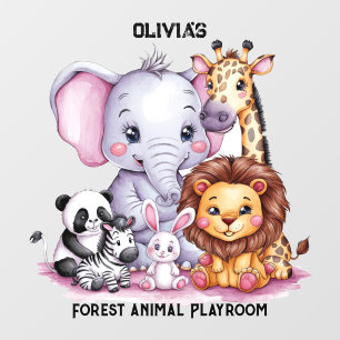 Watercolor forest animal nursery playroom wall decal