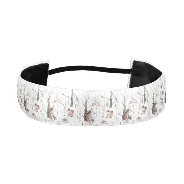 Watercolor Forest Animals Athletic Headband (Front)