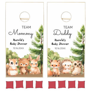 Watercolor Forest Animals Baby Shower Cornhole Set