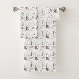Watercolor Forest Animals Bath Towel Set