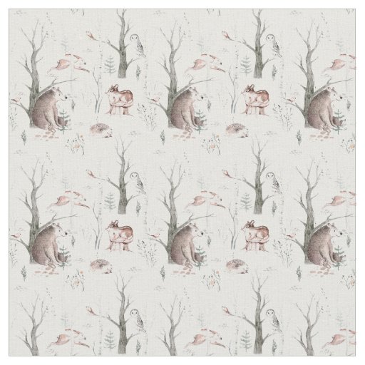 Watercolor Forest Animals Fabric