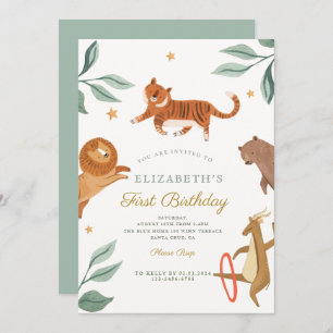 Watercolor forest animals first birthday