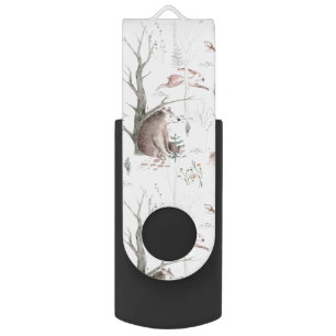 Watercolor Forest Animals Flash Drive