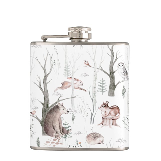 Watercolor Forest Animals  Flask (Front)
