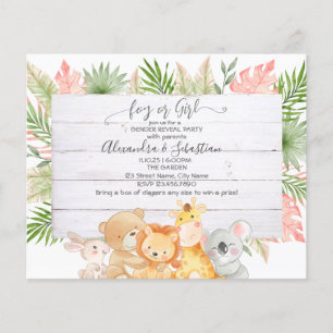 Watercolor Forest Animals Gender Reveal Invitation Flyer