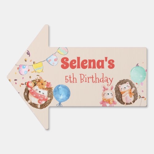 Watercolor forest animals kid birthday sign