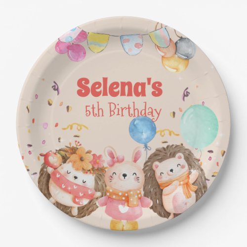 Watercolor forest animals kid paper plates