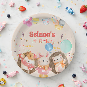 Watercolor forest animals kid paper plates