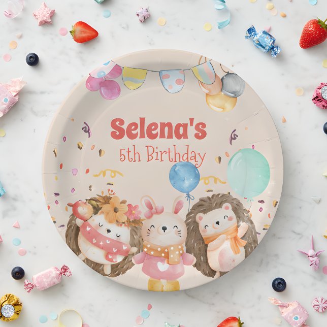 Watercolor forest animals kid paper plates (Creator Uploaded)