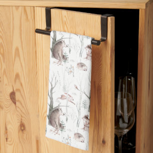 Watercolor Forest Animals Kitchen Towel