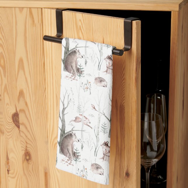 Watercolor Forest Animals  Kitchen Towel (Thirds Fold)