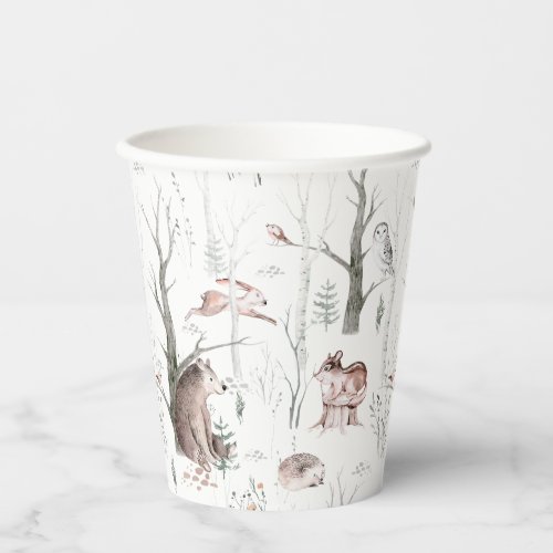 Watercolor Forest Animals Paper Cups