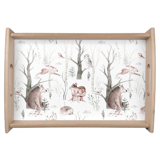 Watercolor Forest Animals Serving Tray (Front)