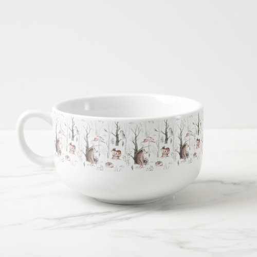 Watercolor Forest Animals Soup Mug