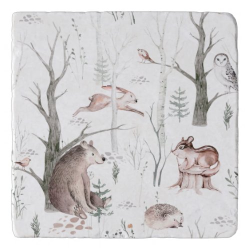 Watercolor Forest Animals Trivet