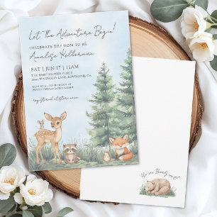Watercolor Forest Animals Woodland Baby Shower Invitation