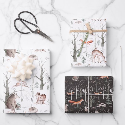 Watercolor Forest Animals Wrapping Paper Sheets