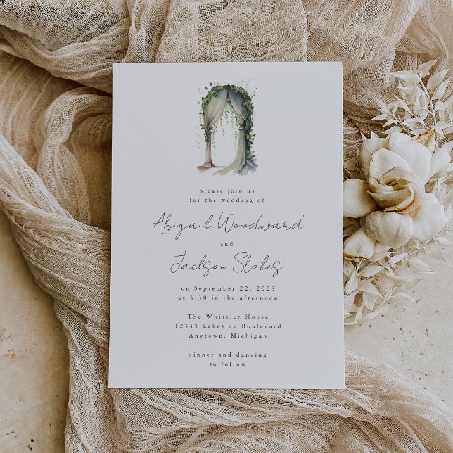 Watercolor Forest Arch Greenery Wedding Invitation (An ideal choice for a woodland themed wedding.)