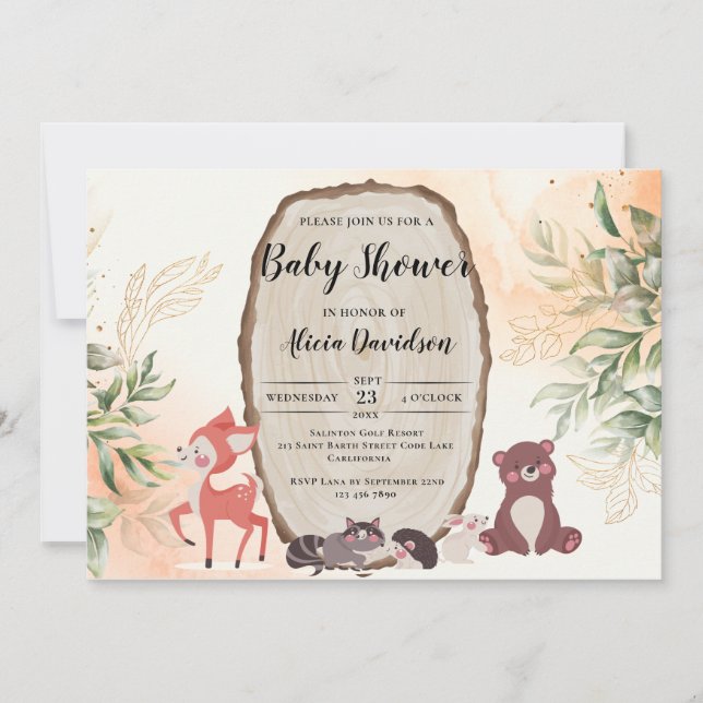 Watercolor Forest Baby Shower Invitation (Front)