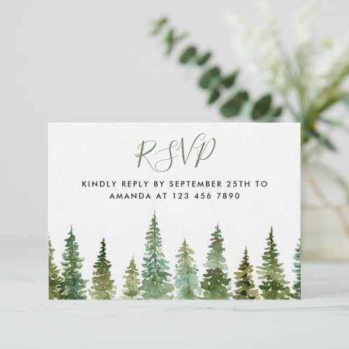 Watercolor Forest Baby Shower RSVP card