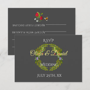 Watercolor forest berries and mushrooms wedding wr enclosure card