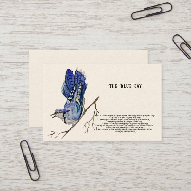 Watercolor forest bird Blue Jay Business Card (Front/Back In Situ)