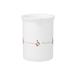 Watercolor forest bird waxwing beverage pitcher