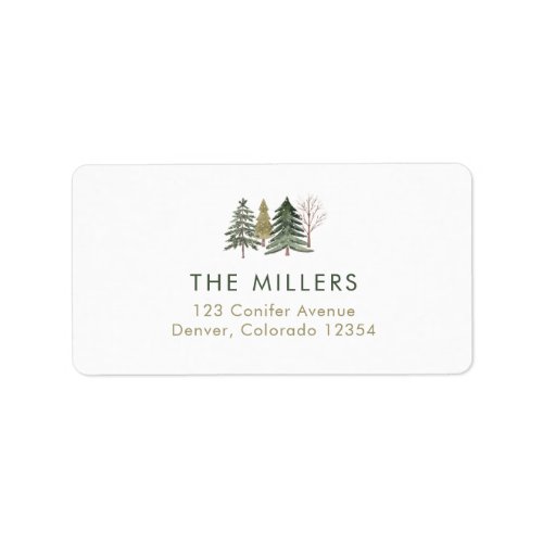 Watercolor Forest ChristmasHoliday Return Address Label