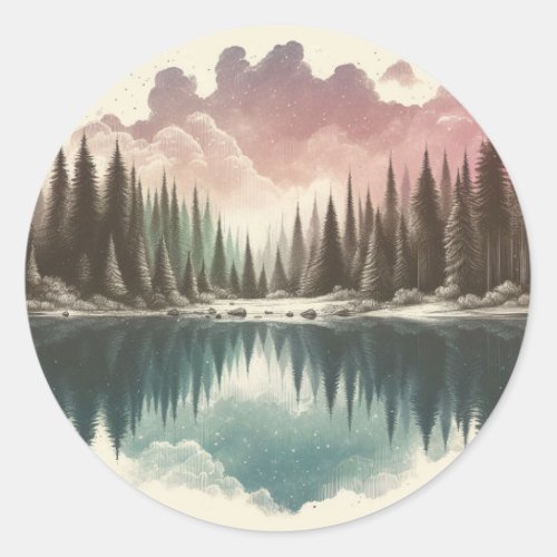 Watercolor Forest Classic Round Sticker