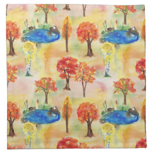 Watercolor forest cloth napkin