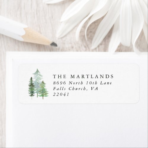 Watercolor forest elegant minimal family label