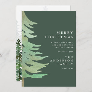 Watercolor forest elegant modern rustic Christmas Invitation