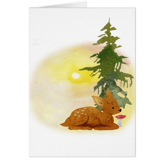 Watercolor Forest Fawn Cards (Front)