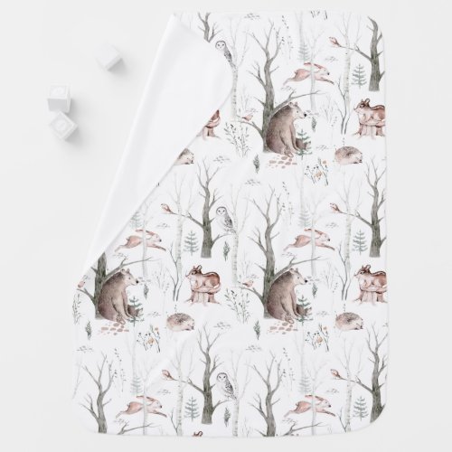 Watercolor Forest Friends Baby Blanket
