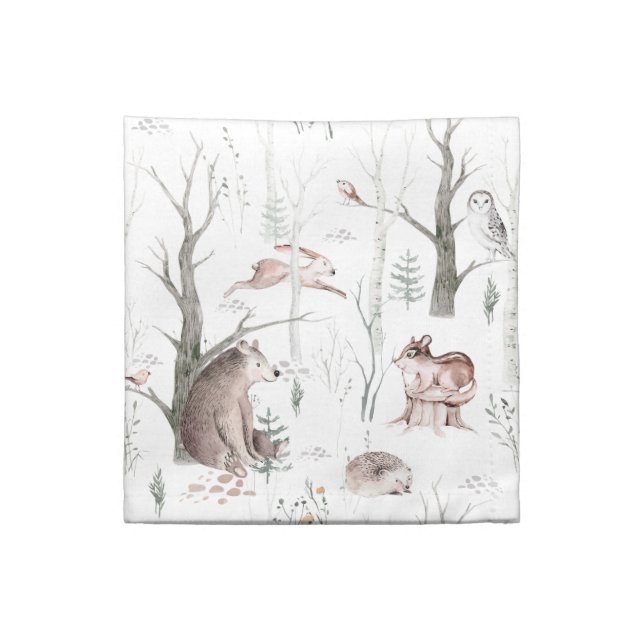 Watercolor Forest Friends Cloth Napkin (Quarter Fold)