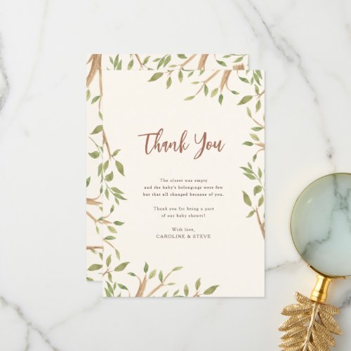 Watercolor Forest Greenery Baby Shower Thank You