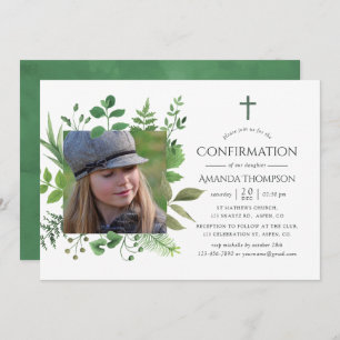 Watercolor Forest Greenery Confirmation Invitation