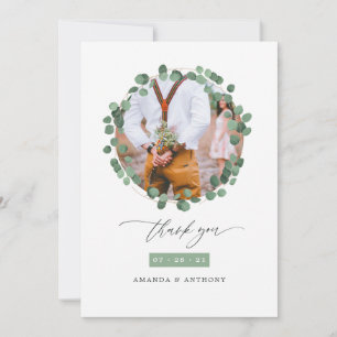 Watercolor Forest Greenery Eucalyptus Wedding Thank You Card