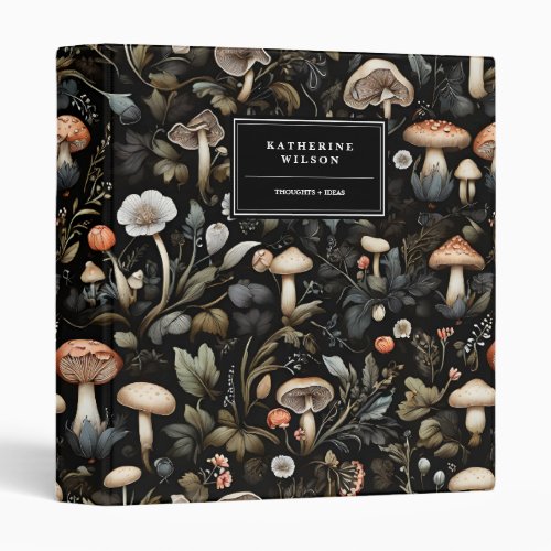 Watercolor Forest Greenery Mushrooms Fall 3 Ring Binder