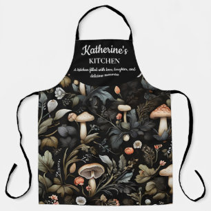 Watercolor Forest Greenery Mushrooms Fall Apron