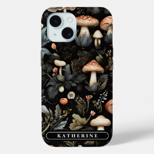 Watercolor Forest Greenery Mushrooms Fall iPhone 15 Case
