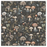 Watercolor Forest Greenery Mushrooms Fall Fabric