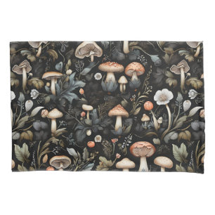 Watercolor Forest Greenery Mushrooms Fall Pillow Case