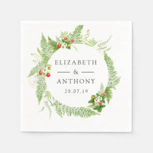 Watercolor Forest Greenery Wedding Napkins